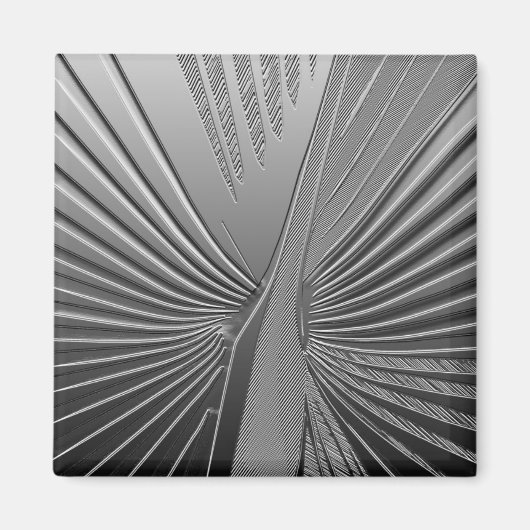 Art Deco chrome palmblad Magneet (Voorkant)
