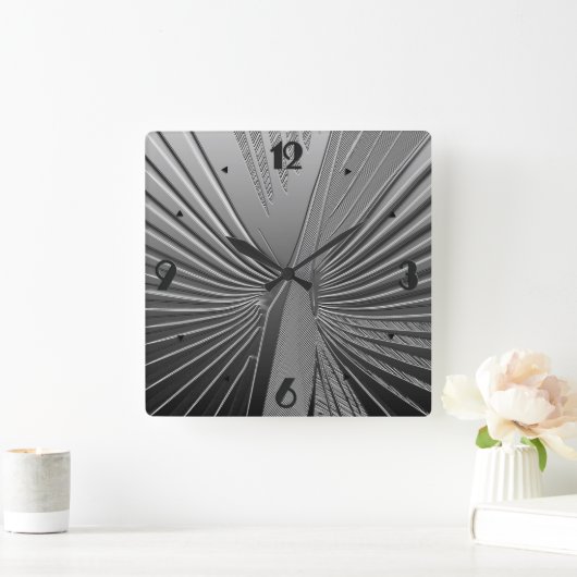 Art Deco chrome palmblad Vierkante Klok (Huis)