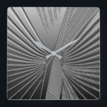 Art Deco chrome palmblad Vierkante Klok<br><div class="desc">Kunst Deco-thematroon gebaseerd op een gestileerd palmblad,  dat in een driedaags effect in zilverchroomkleur wordt gerenderd</div>
