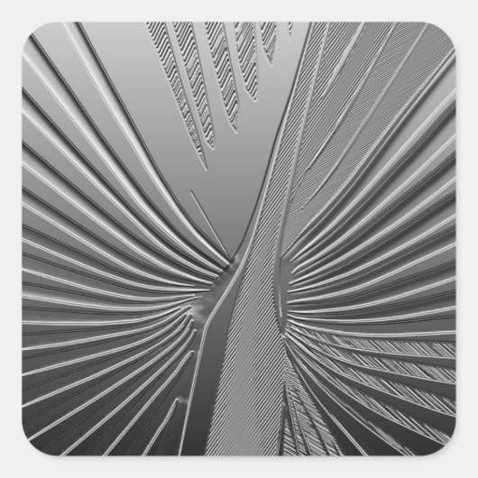 Art Deco chrome palmblad Vierkante Sticker (Voorkant)