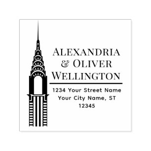 Art Deco Chrysler Building NYC Koppel Zelfinktende Stempel