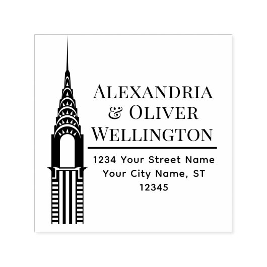 Art Deco Chrysler Building NYC Koppel Zelfinktende Stempel (Design)