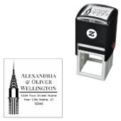 Art Deco Chrysler Building NYC Paar Zelfinktende Stempel (In situ)