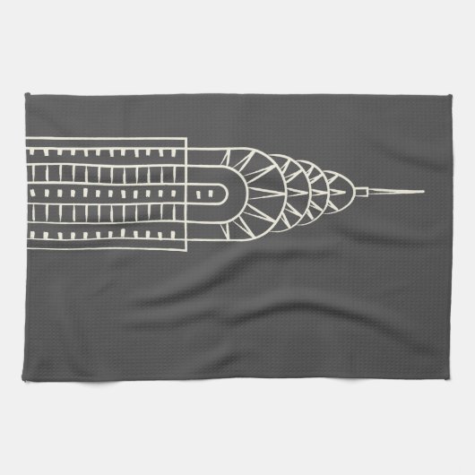 Art Deco Chrysler Building Tea Towel in Grey Theedoek (Horizontaal)