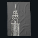Art Deco Chrysler Building Tea Towel in Grey Theedoek<br><div class="desc">De elegante lijnen van het iconische Chrysler-gebouw van New York maken deze keukenhanddoek het perfecte geschenk voor je favoriete architectuurliefhebber. U kunt de achtergrondkleur aanpassen om het perfecte uiterlijk te creëer.</div>