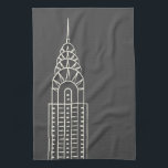 Art Deco Chrysler Building Tea Towel in Grey Theedoek<br><div class="desc">De elegante lijnen van het iconische Chrysler-gebouw van New York maken deze keukenhanddoek het perfecte geschenk voor je favoriete architectuurliefhebber. U kunt de achtergrondkleur aanpassen om het perfecte uiterlijk te creëer.</div>