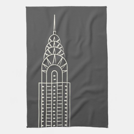 Art Deco Chrysler Building Tea Towel in Grey Theedoek (Verticaal)