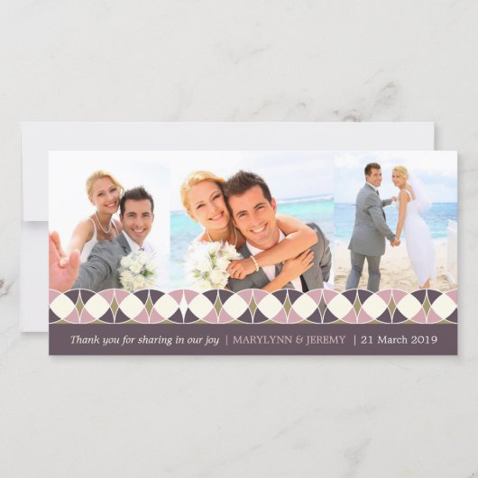  Art Deco Circles 3 Multi Photo Wedding Bedankkaart (Voorkant)