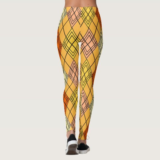 Art Deco Citrus Argyle Leggings (Achterkant)