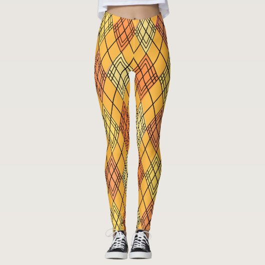 Art Deco Citrus Argyle Leggings (Voorkant)