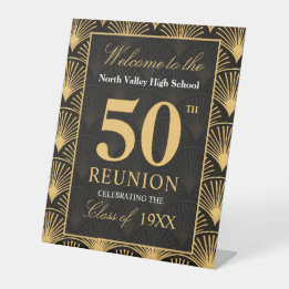 Art Deco Class of 1976 50th Reunion Pedestal Sign Reclamebord Met Voetstuk