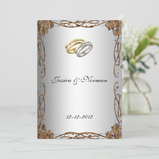 Art Deco Classic Wedding Invitation Kaart (Staand voorkant)