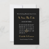 Art Deco Classy Black Gold Wedding Save The Date (Voorkant)