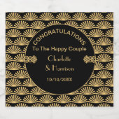 Art Deco Classy Black Gold Wedding Sparkling Wijnetiket (Enkel label)