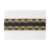 Art Deco Classy Black Gold Wedding Uitnodigingen Wikkel (Achterkant Voorbeeld)