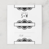 Art Deco Classy Chic White Black Eenvoudig Escort Plaatskaartje (Buitenkant ongevouwen)