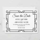 Art Deco Classy Custom Elegant Black White Wedding Save The Date (Voorkant)