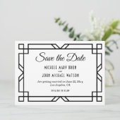 Art Deco Classy Custom Elegant Black White Wedding Save The Date (Staand voorkant)