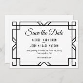 Art Deco Classy Custom Elegant Black White Wedding Save The Date (Voorkant / Achterkant)
