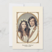 Art Deco Classy Flower Gold Foto 50ste Jubileum Kaart (Achterkant)