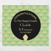 Art Deco Classy Groen Zwart Goud Bruiloft Likeurfles Etiket (Enkel label)