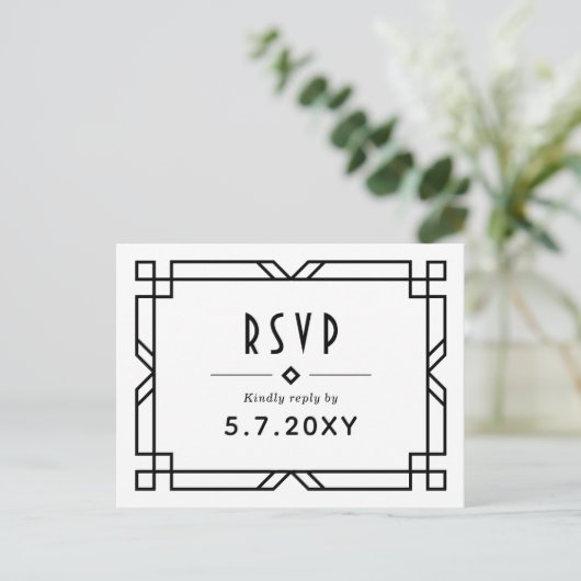 Art Deco Classy RSVP Custom Meals Weddenschap Brie Briefkaart (Staand voorkant)