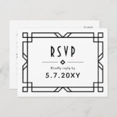 Art Deco Classy RSVP Custom Meals Weddenschap Brie Briefkaart (Voorkant / Achterkant)