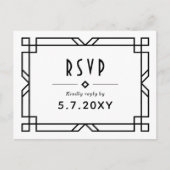 Art Deco Classy RSVP Custom Meals Weddenschap Brie Briefkaart (Voorkant)