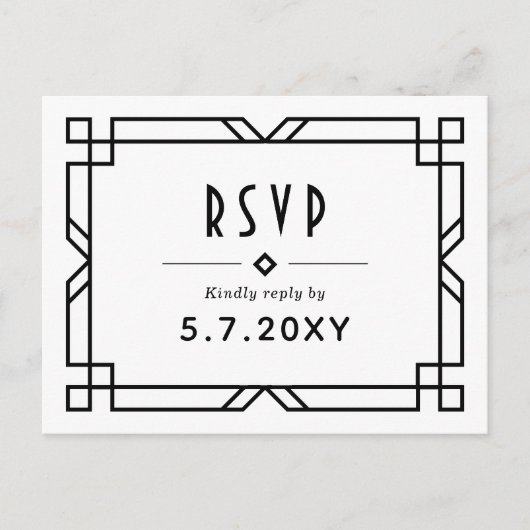 Art Deco Classy RSVP Custom Meals Weddenschap Brie Briefkaart (Voorkant)