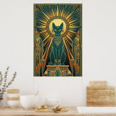 Art Deco Climbing Black Cat Wall Art Poster (Keuken)