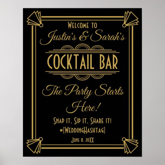 ART Deco Cocktail bar 1920's Gatsby Party Poster (Voorkant)