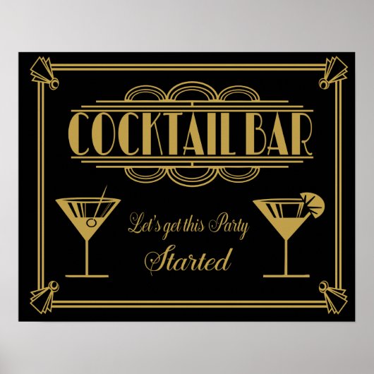 ART Deco Cocktail bar 1920's Gatsby Party Poster (Voorkant)