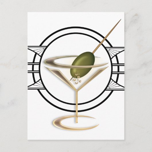 Art Deco Cocktail Briefkaart (Voorkant)