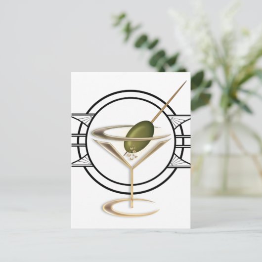 Art Deco Cocktail Briefkaart (Staand voorkant)