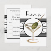 Art Deco Cocktail Design RSVP-kaarten RSVP Kaartje (Voorkant / Achterkant)