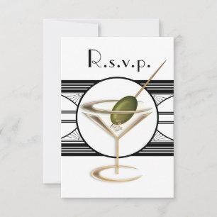 Art Deco Cocktail Design RSVP-kaarten RSVP Kaartje