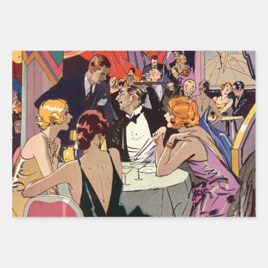  Art Deco Cocktail Party in Nightclub Inpakpapier Vel (Voorkant)