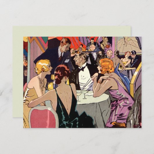  Art Deco Cocktail Party in Nightclub Kaart (Voorkant / Achterkant)