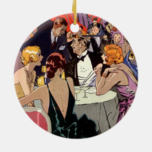  Art Deco Cocktail Party in Nightclub Keramisch Ornament (Achterkant)