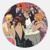 Art Deco Cocktail Party in Nightclub Ronde Sticker (Voorkant)