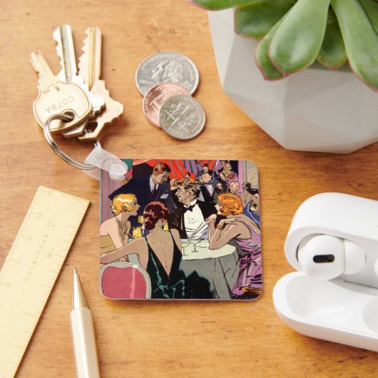 Art Deco Cocktail Party in Nightclub Sleutelhanger (Bureau)