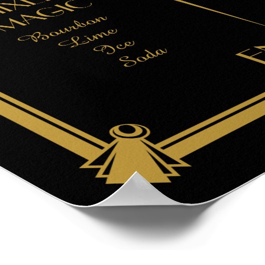 Art Deco-cocktailbord, handtekening, streepjesbord Poster (Hoek)