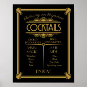 Art Deco-cocktailbord, handtekening, streepjesbord Poster (Voorkant)