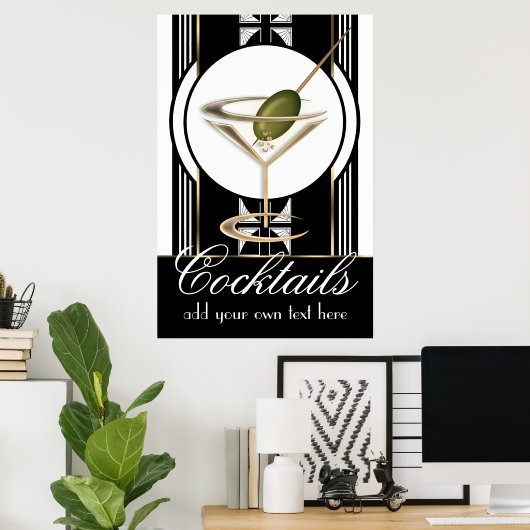 Art Deco Cocktails Groot aangepast Poster (Thuiskantoor)