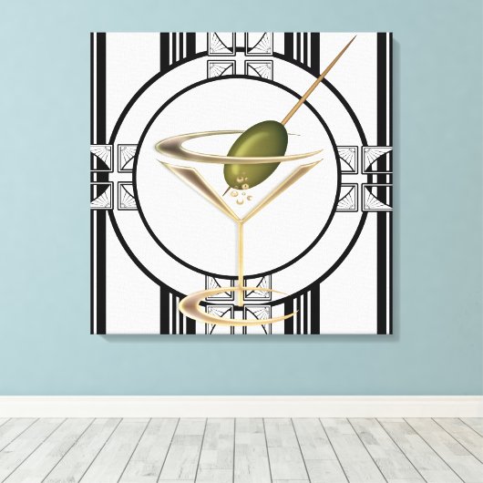 Art Deco Cocktails Wall Canvas (Insitu (Houten vloer))