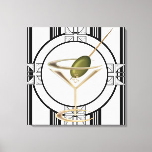 Art Deco Cocktails Wall Canvas Afdruk