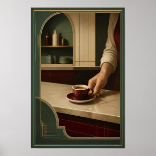 Art Deco Coffee Moment – Elegante Vintage Café Muu Poster
