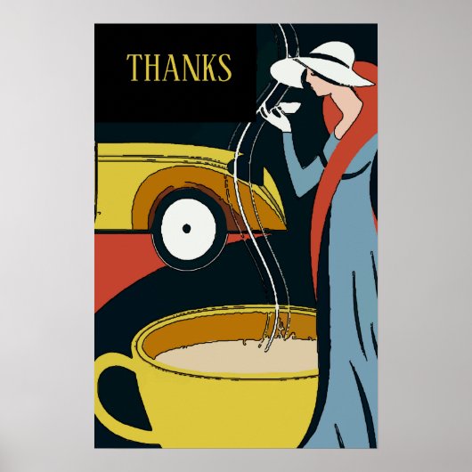 Art Deco Coffee Time Thanks Poster (Voorkant)