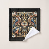 Art Deco Colorful Owl Bad Handdoek (Wasdoekje)