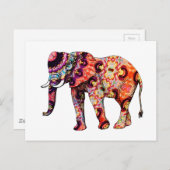 Art Deco Colorful Psychedelic Elephant Briefkaart (Voorkant / Achterkant)